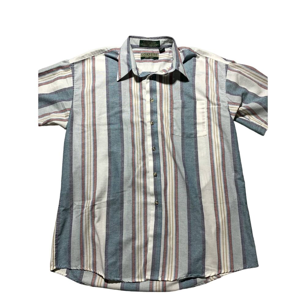 Vintage Loafers by Reed St. James Mens XL Multicolor Striped Button Up Shirt